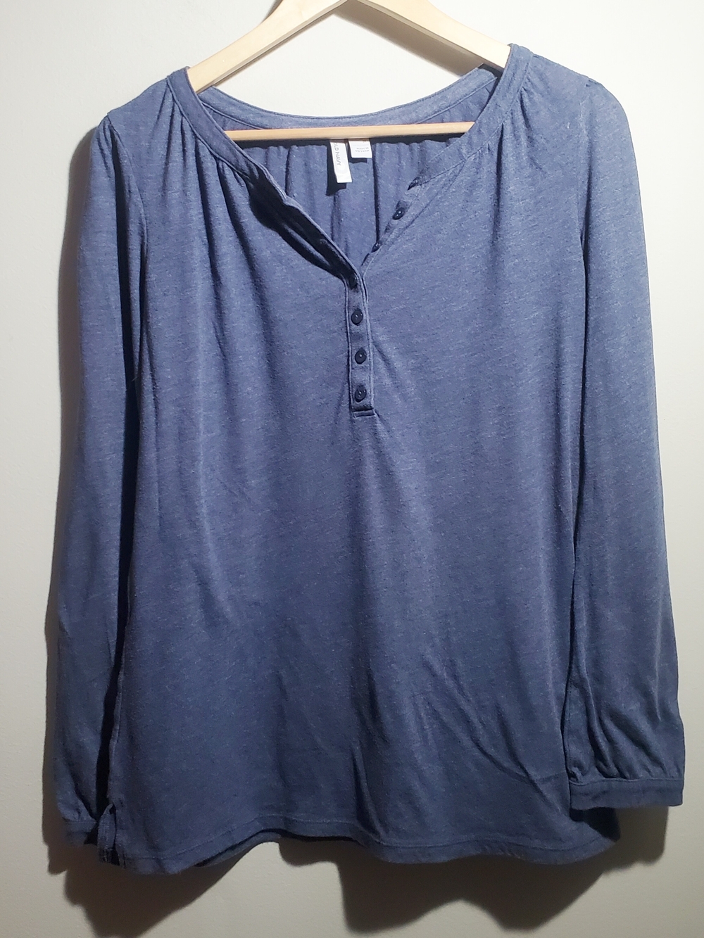 Old Navy Long Sleeve Henley Top 3/4 Button Down Balloon Sleeve - Blue Women's M